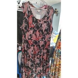 Lularoe Nicki Dress Black Red Paisley 3X NWT
